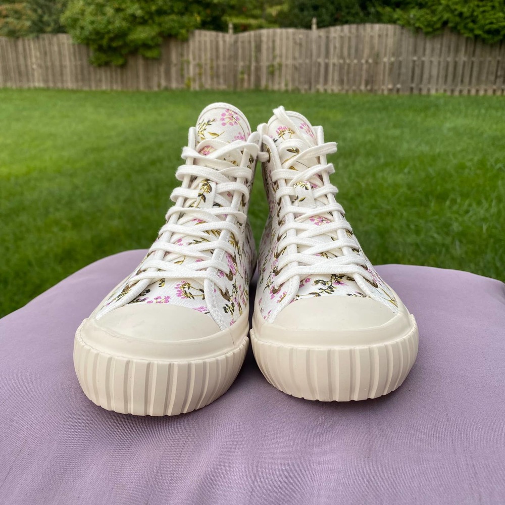 J. Crew Whisp Floral Hi Top Fashion Sneaker Shoe Women's size 7 BF748 - Picture 2 of 10